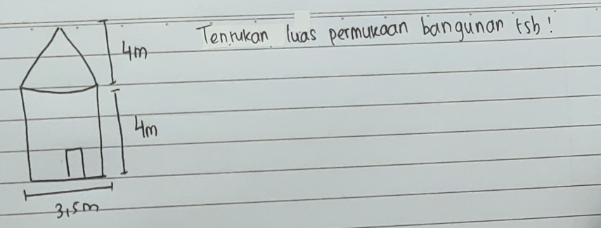 Tenrukan luas permunaan bangunan rsb!