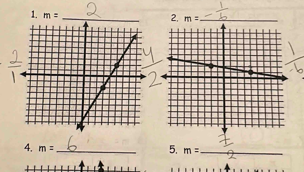 m= _ 
2. m= _ 
4. m= _ 
5. m= _