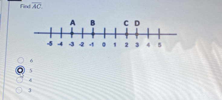 Find overline AC.
6
5
4
3