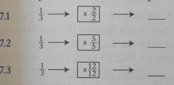 7.1  1/3  *  2/2 
_ 
7.2  1/3  *  5/5 
_ 
7.3  1/3  *  12/12 
_