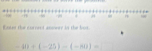 Enter the correct answer in the box.
-40+(-25)-(-80)=