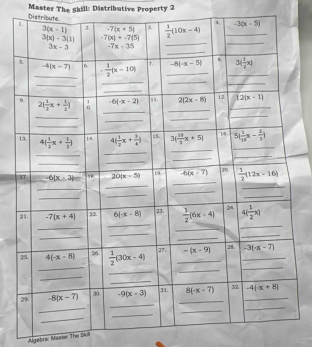 Master The Skill: Distributive Property 2
Distri
Algebra: Master The Skill