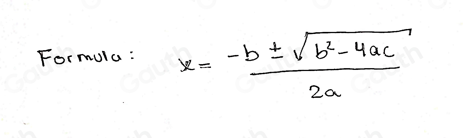 Solved: ¿Cuál de las siguientes representa la fórmula cuadrática? x ...