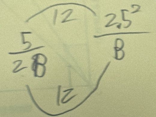 12  (2.5^2)/B 
 5/28 
12