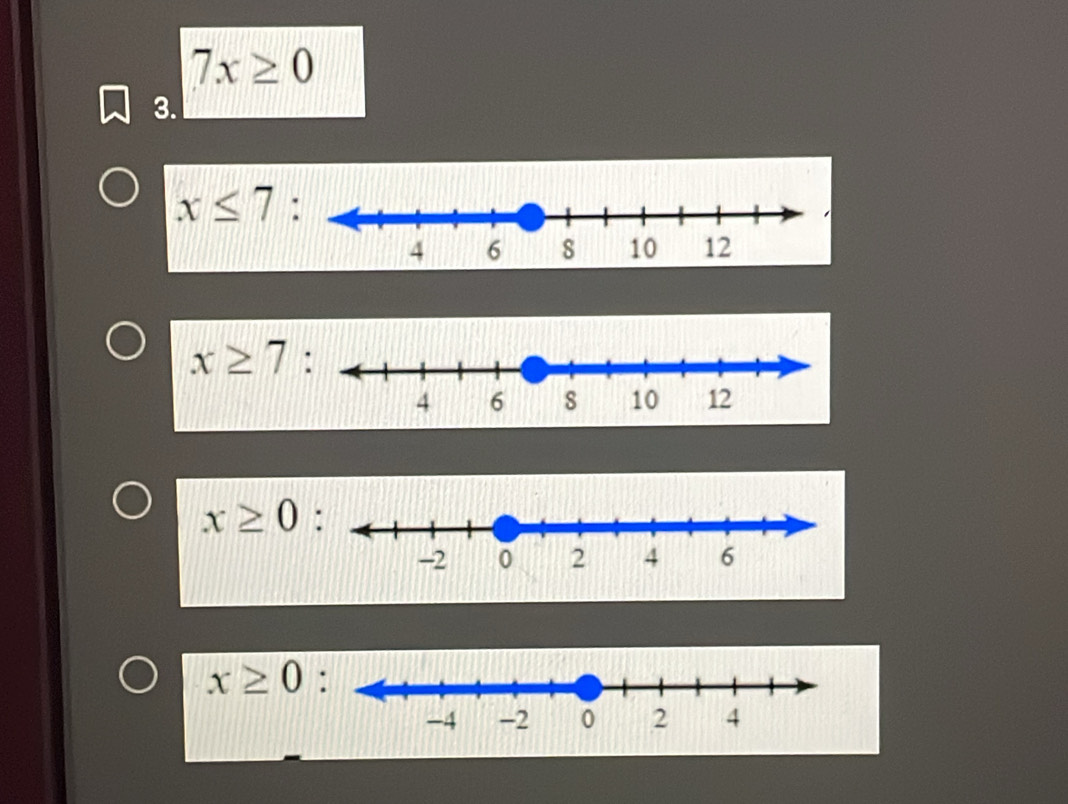 7x≥ 0
3.
x≤ 7 :
x≥ 7
x≥ 0
x≥ 0