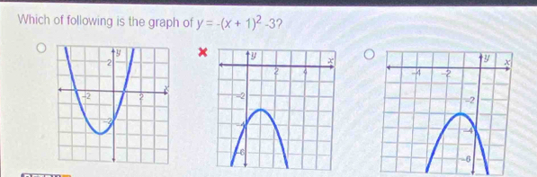 Which of following is the graph of y=-(x+1)^2-3 ? 
×