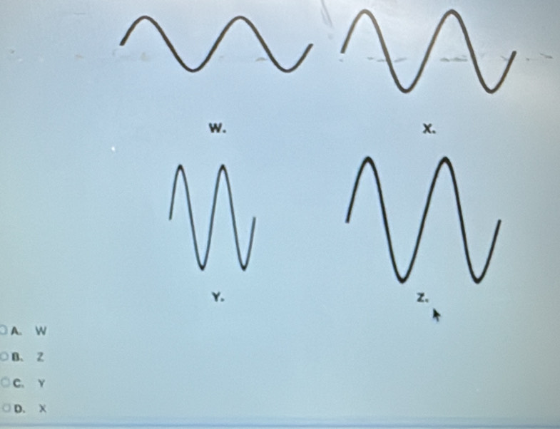 x.
Y
A. W
B、 2
C、 Y
D. X