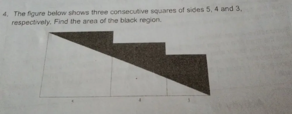 Solved: The figure below shows three consecutive squares of sides 5, 4 ...