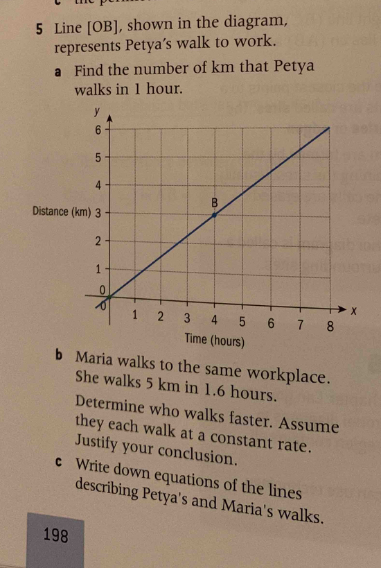 Line [OB], shown in the diagram, represents Petya’s walk to work. a ...