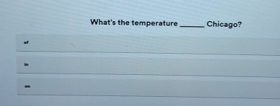 What's the temperature_ Chicago? 
at 
on