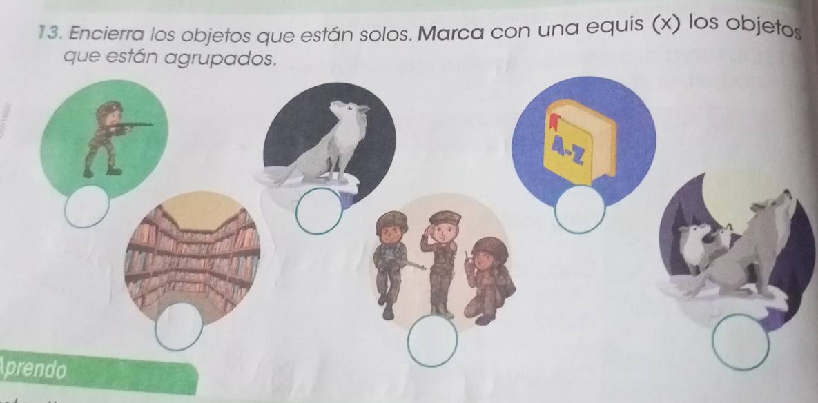 Resuelto:Encierra los objetos que están solos. Marca con una equis (x ...
