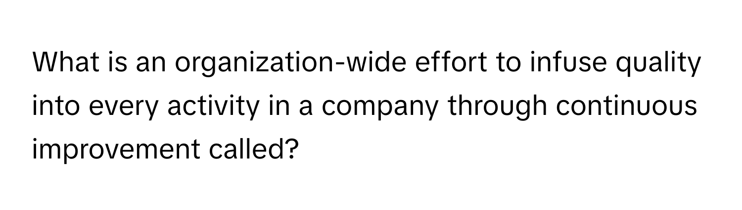 What is an organization-wide effort to infuse quality into every activity in a company through continuous improvement called?