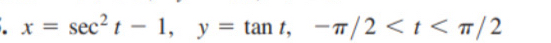 x=sec^2t-1, y=tan t, -π /2