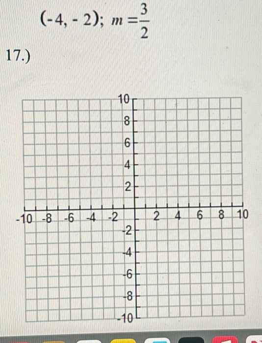 (-4,-2); m= 3/2 
17.)