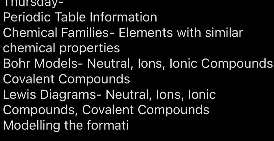 Solved: Tursday- Periodic Table Information Chemical Families- Elements ...