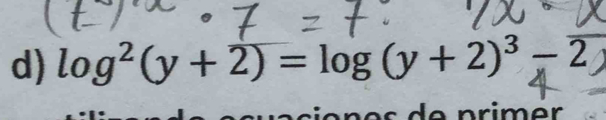 log²(y + 2) = log (y + 2)³ - 2