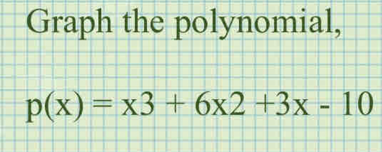 Graph the polynomial,
p(x)=x3+6x2+3x-10