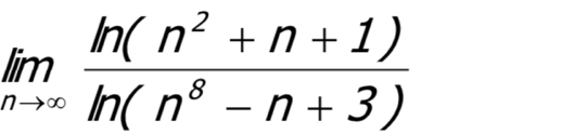 limlimits _nto ∈fty  (ln (n^2+n+1))/ln (n^8-n+3) 