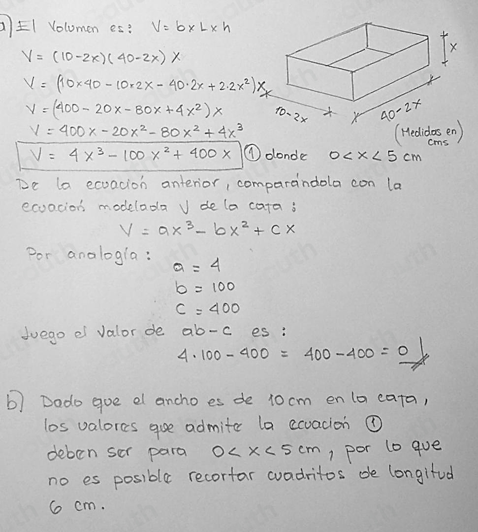 Resuelto:Se desea construir una caja sin tapa partiendo de una pieza ...