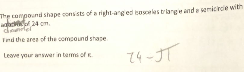 Solved: The compound shape consists of a right-angled isosceles ...
