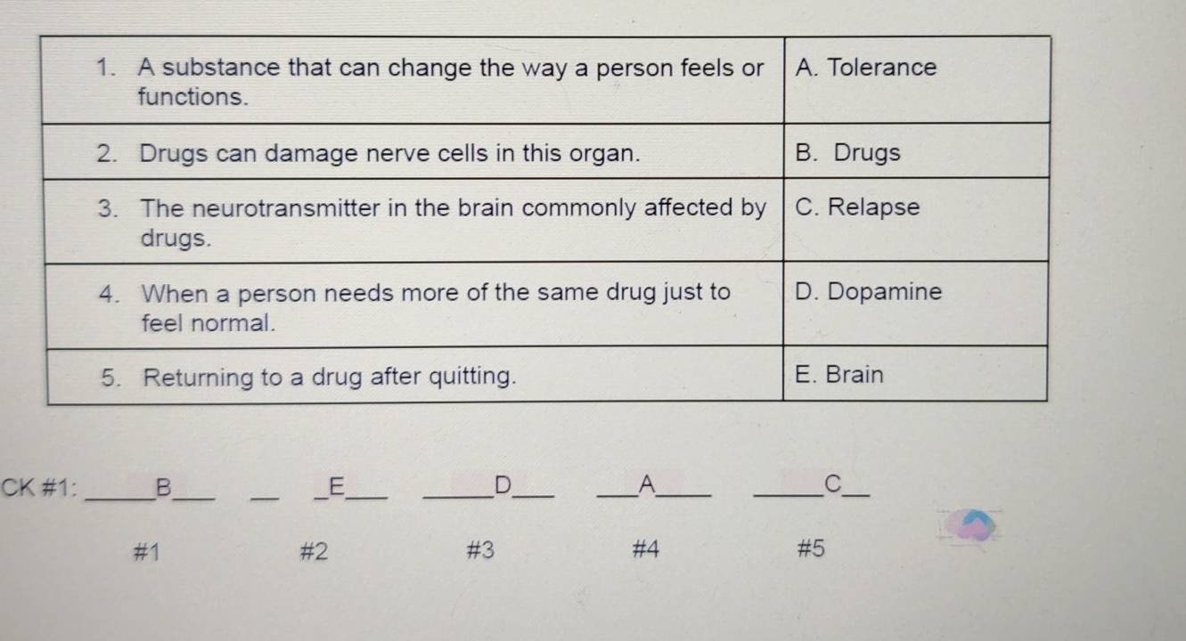 CK #1:_ B_ __E_ _D_ _A_ _C_ 
# 1
# 2
# 3
#4 
# 5