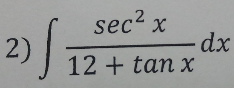 ∈t  sec^2x/12+tan x dx