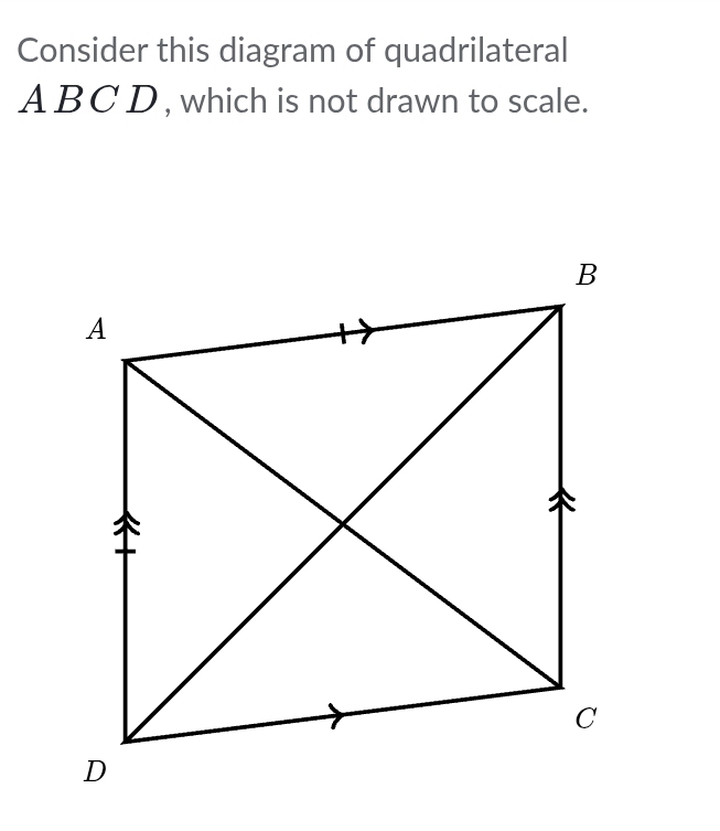 Consider this diagram of quadrilateral
A BC D , which is not drawn to scale.