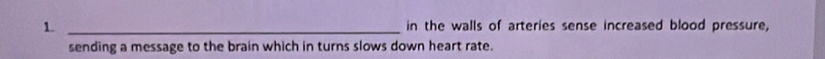 in the walls of arteries sense increased blood pressure, 
sending a message to the brain which in turns slows down heart rate.