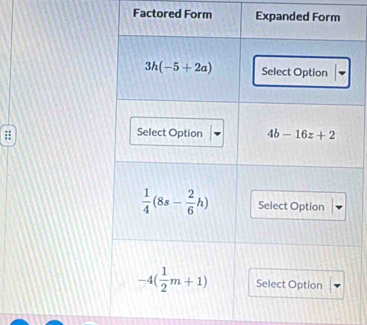 Factored Form Expande
:;