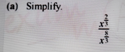 Simplify.
frac x^(frac 2)3x^(frac 8)3