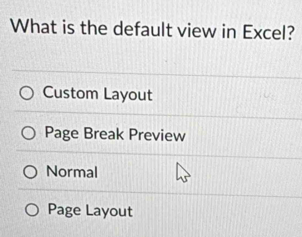 Solved: What is the default view in Excel? Custom Layout Page Break ...