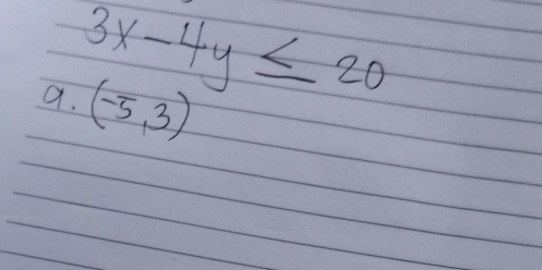 3x-4y≤ 20 (-5,3)