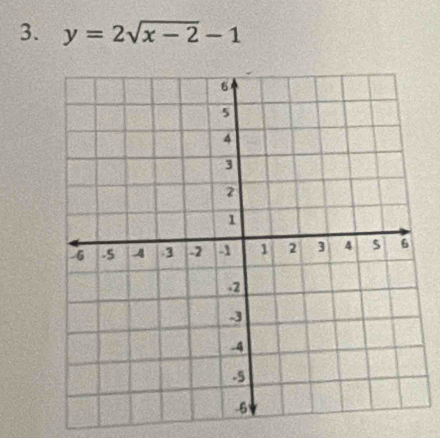 y=2sqrt(x-2)-1