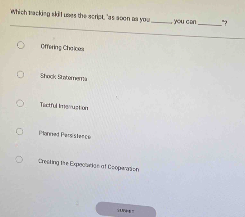 Solved: Which tracking skill uses the script, 