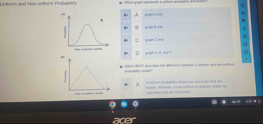 Solved: Uniform and Non-uniform Probability Which graph represents a ...