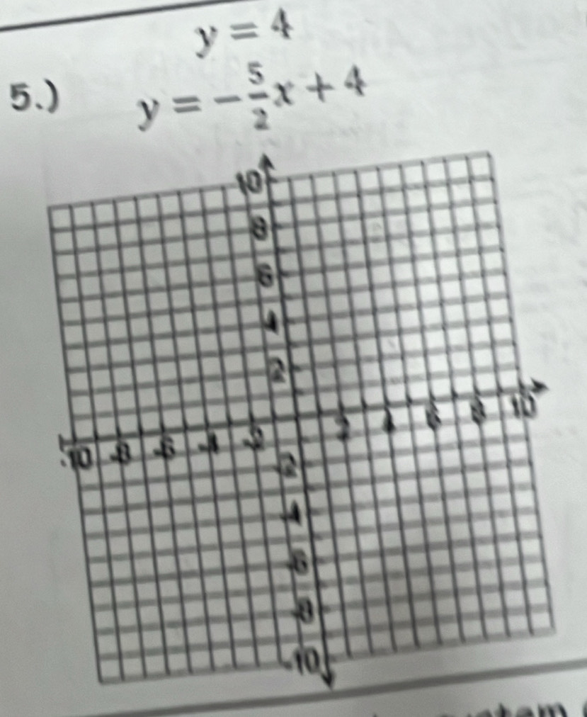 y=4
5.) y=- 5/2 x+4