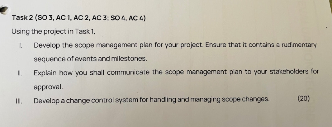 Solved: Task 2 (SO 3, AC 1, AC 2, AC 3; SO 4, AC 4) Using the project ...