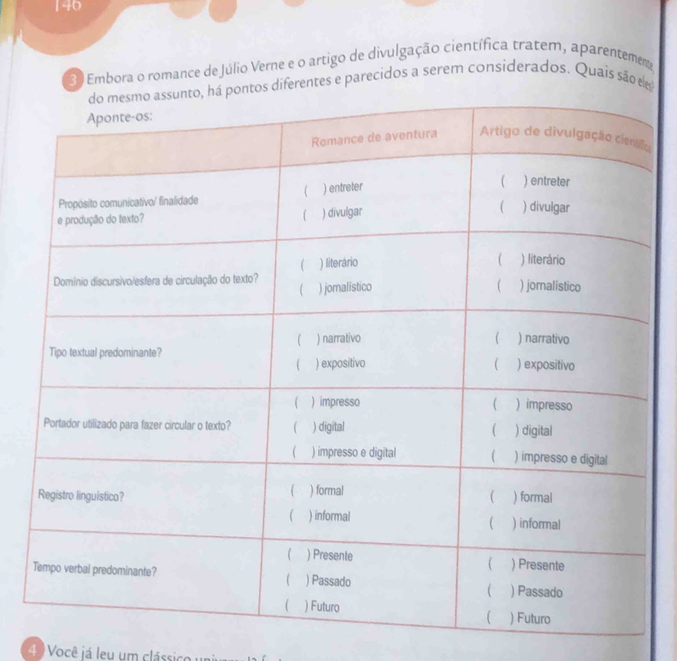 140 
30 Embora o romance de Júlio Verne e o artigo de divulgação científica tratem, aparentemente 
diferentes e parecidos a serem considerados. Quais são el 
a
4 Você já leu um clássico