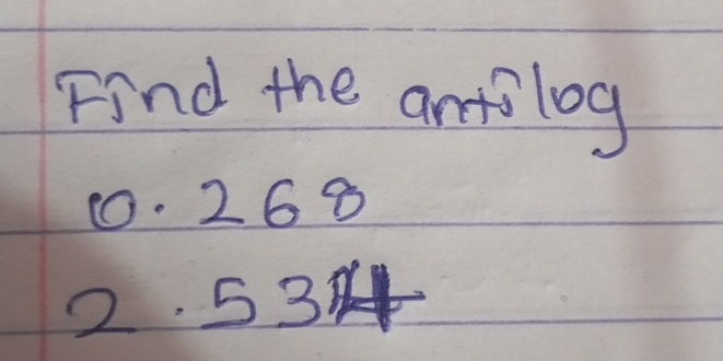 Find the antilog
1. 268
2. 534