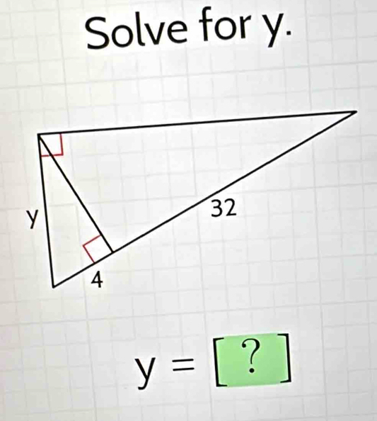 Solve for y.
y=  1/2  [?]