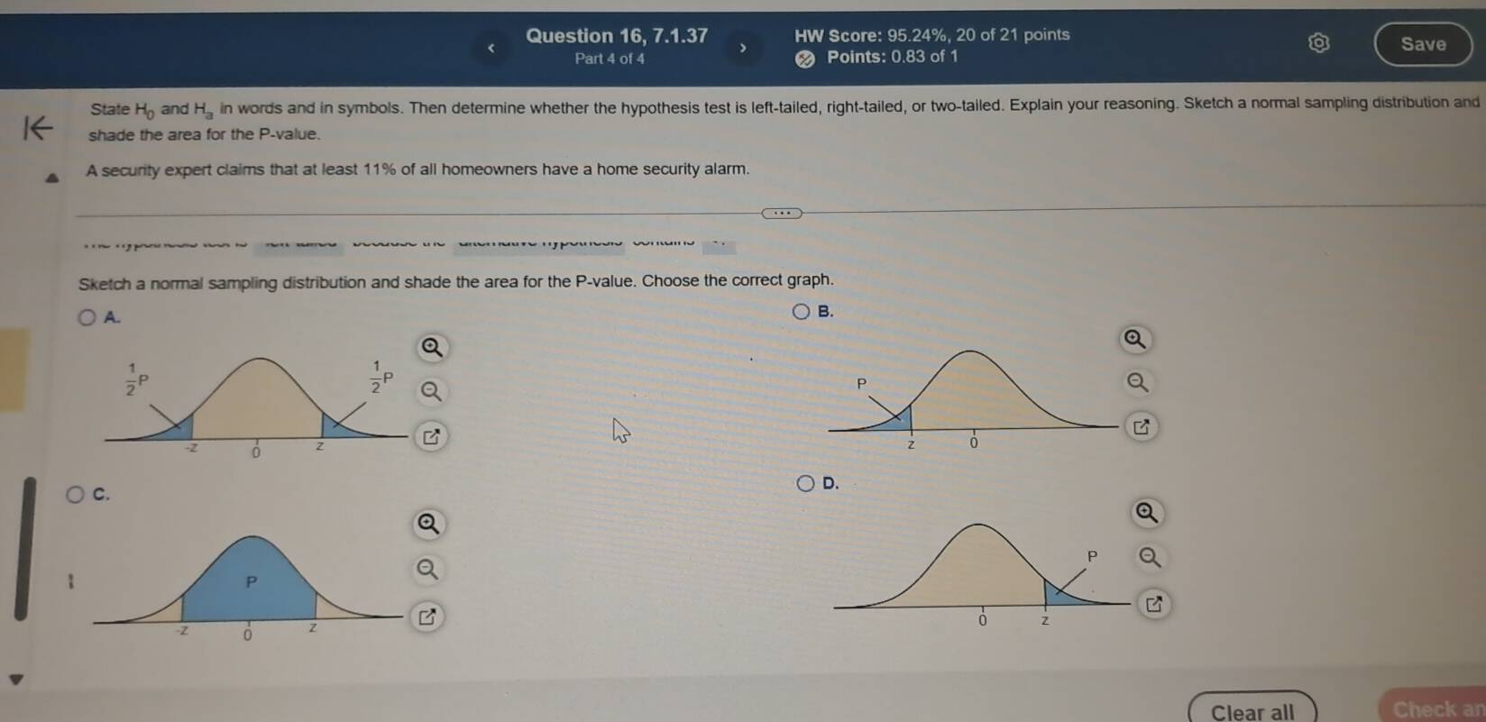 Solved: Question 16, 7.1.37 HW Score: 95.24%, 20 of 21 points Save Part ...