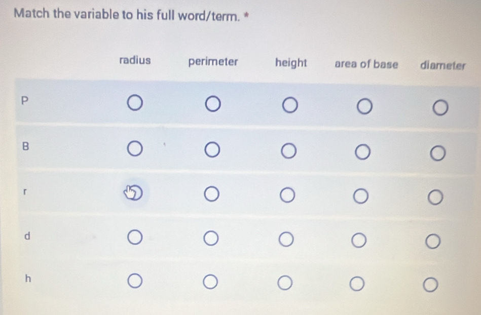 Match the variable to his full word/term. *