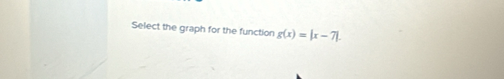 Select the graph for the function g(x)=|x-7|.