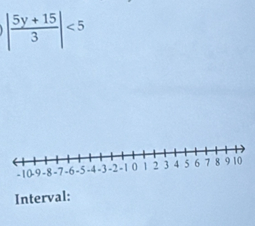 | (5y+15)/3 |<5</tex> 
Interval: