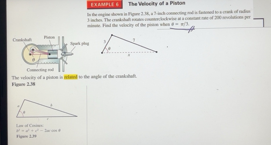 Solved: EXAMPLE 6 The Velocity of a Piston In the engine shown in ...