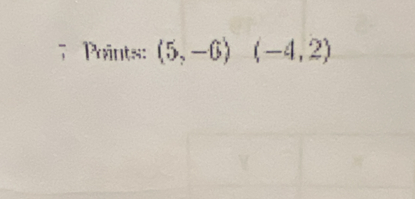 Prints: (5,-6) (-4,2)