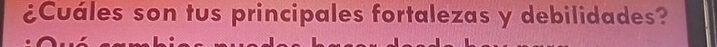 ¿Cuáles son tus principales fortalezas y debilidades?