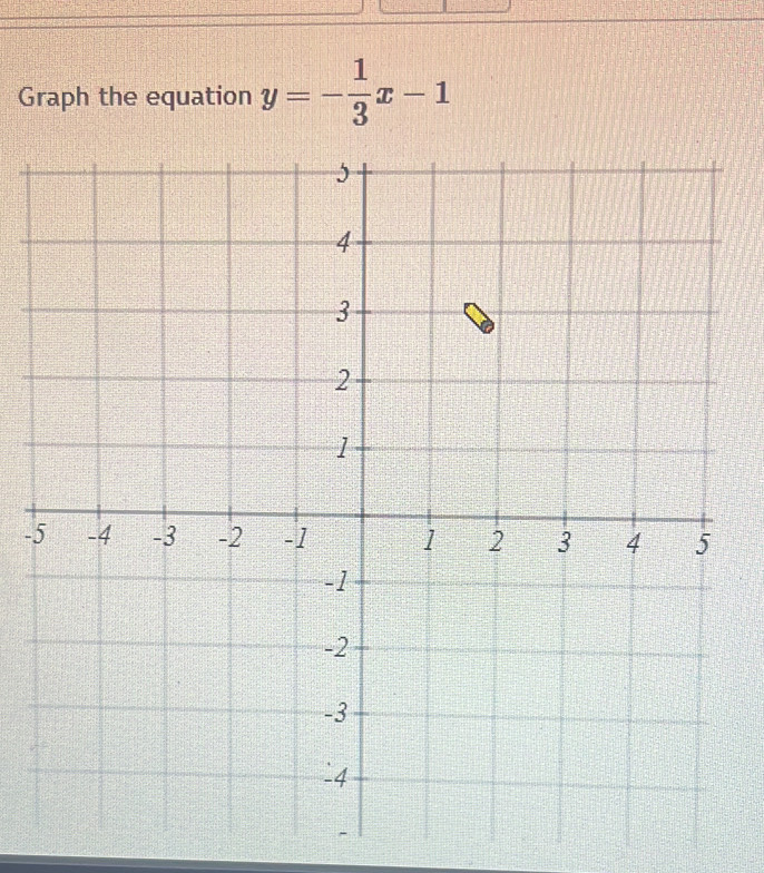 Graph the equation y=- 1/3 x-1
-