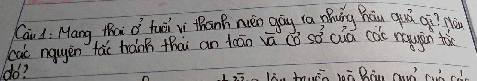 Can d : Mang thai 0^7 tuòi vì thānh nuèn gāg (a nóuáng háu quá qi? Hou 
cac ngugèn fài tranh thai an toān vá cǒ s 50° cua cac nquàn too 
do?