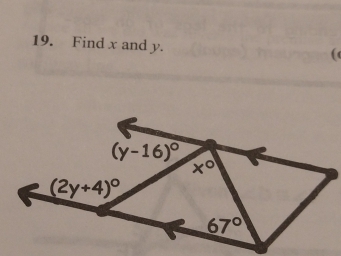 Find x and y.
(